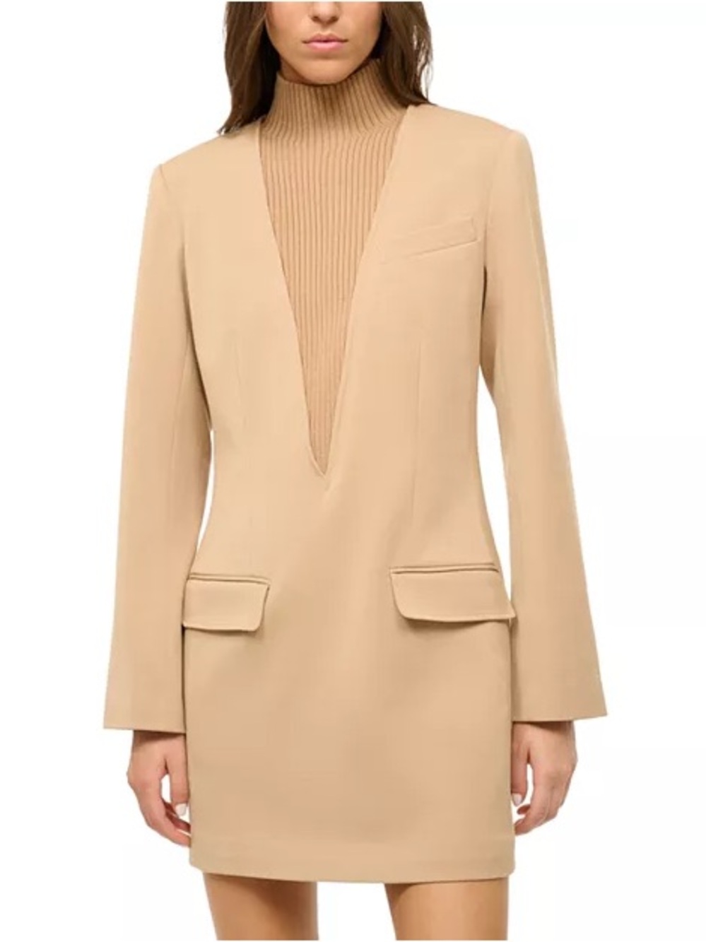 STAUD Camel Blazer-Style Dress